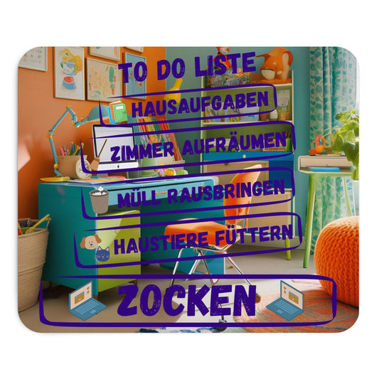 Farbenfrohes und witziges MausPad für Kids mit To Do Liste